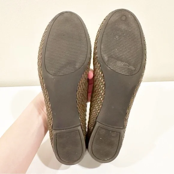 Vintage Coach and Four Classic Bow Woven Brown Loafers Slingback Ballet Flats - Picture 9 of 14